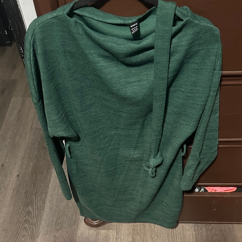 SHEIN Dark Green Cowl Neck Knit Sweater